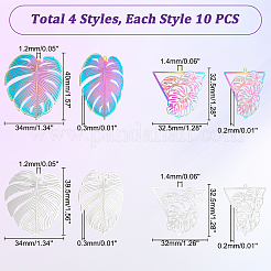 40Pcs 4 Style 201 Stainless Steel Filigree Pendants&nbsp;STAS-DC0010-05
