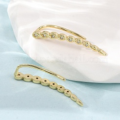 Brass Pave Cubic Zirconia Stud Crawler Earrings&nbsp;KK-CBAA351-04G
