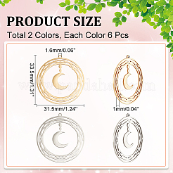 12Pcs 2 Colors 201 Stainless Steel Pendants&nbsp;STAS-DC0012-16
