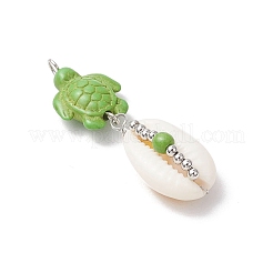 7Pcs 7 Styles Natural Cowrie Shell & Starfish Turtle Dyed Synthetic Turquoise Pendants&nbsp;PALLOY-JF03935-02