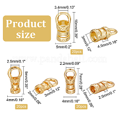 60Pcs 3 Style Brass Cord End&nbsp;FIND-PH0006-14