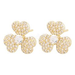 Brass Micro Pave Cubic Zirconia Stud Earrings&nbsp;EJEW-G471-51G