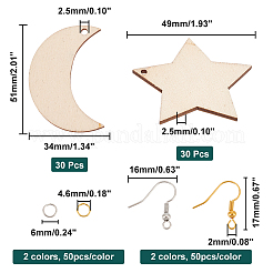 DIY Moon & Star Dangle Earring Making Kit&nbsp;DIY-PH0013-43