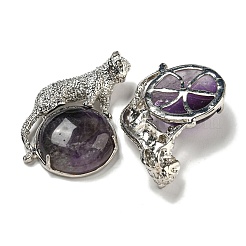 Natural Amethyst Half Round Pendants&nbsp;G-F766-06AS-07