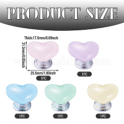 5Pcs 5 Colors Plastic Heart Shaped Toilet Tank Button&nbsp;AJEW-TA0003-58