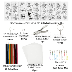 DIY Plastic Heat Shrink Sheets Jewelry Sets Making Kits&nbsp;DIY-AR0004-01