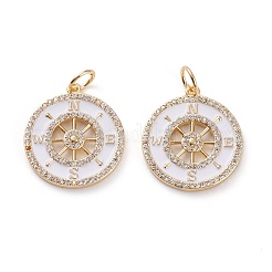 Brass Micro Pave Clear Cubic Zirconia Pendants&nbsp;KK-C100-28G