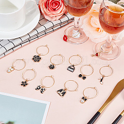 24Pcs 12 Style Alloy Enamel & Rhinestone & ABS Plastic Imitation Pearl Wine Glass Charms&nbsp;AJEW-AB00050
