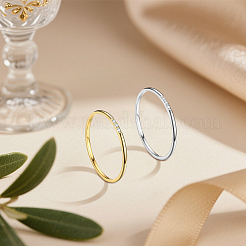 6Pcs 2 Colors 304 Stainless Steel Rhinestone Plain Band Rings for Women&nbsp;RJEW-GO0001-20