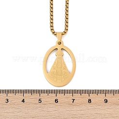 201 Stainless Steel Nossa Senhora Aparecida Virgin Mary Pendant Necklaces for Women&nbsp;LS-NJEW-K283-01G