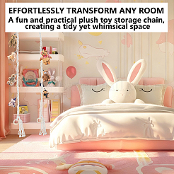 Wood & Cotton Woven Wall Hanging Plush Toy Storage Net Bag&nbsp;HJEW-WH0072-22