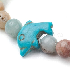 8MM Round Natural Flower Amazonite Beaded Stretch Bracelets&nbsp;BJEW-JB10217-03