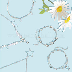 Zinc Alloy Star Pendant Layered Necklaces & Multi-strand Bracelets for Women&nbsp;SJEW-SC0001-03