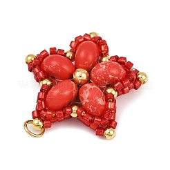 Handmade Glass Seed Beaded & Synthetic Dyed Imperial Jasper Beads Pendants&nbsp;PALLOY-MZ00752-05