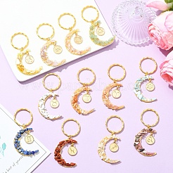 12Pcs Natural & Synthetic Gemstone Moon Keychains&nbsp;KEYC-YW00237