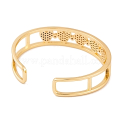 Heart Brass Pave Colorful Cubic Zirconia Hollow Open Cuff Bangles for Women&nbsp;BJEW-S147-09G-B