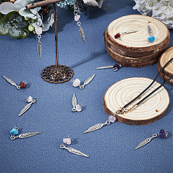 80Pcs 16 Styles Natural Rose Quartz & Amethyst & Howlite & Red Jasper & Green Aventurine Chip Pendants&nbsp;FIND-DR0001-38