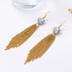Alloy Pave Clear Cubic Zirconia Tassel Dangle Earrings for Women&nbsp;WG395D2-01