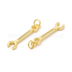 Rack Plating Brass Micro Pave Cubic Zirconia Tool Pendants&nbsp;KK-I699-11G