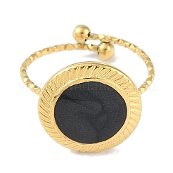 Ion Plating(IP) 304 Stainless Steel Enamel Flat Round Open Cuff Rings for Women&nbsp;RJEW-L107-077B-G