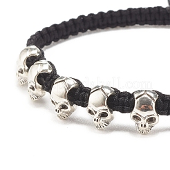 Skull Alloy Braided Bead Bracelet&nbsp;BJEW-JB07861-02