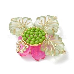 Brass Glass Seed Beaded Flower Pendants&nbsp;PALLOY-MZ01118-04