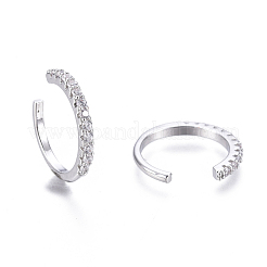 Brass Micro Pave Clear Cubic Zirconia Cuff Earrings&nbsp;EJEW-I249-15P