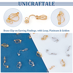 40Pcs 2 Colors Brass Clip-on Earring Findings. with Loop&nbsp;KK-UN0001-76