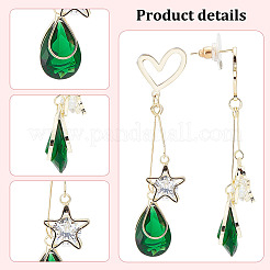 2 Pairs 2 Colors Rhinestone Star & Teardrop Dangle Stud Earrings&nbsp;EJEW-FI0001-24