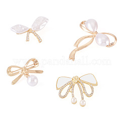4Pcs 4 Styles Bowknot Alloy Rhinestone Brooches for Women&nbsp;JEWB-TA0001-30