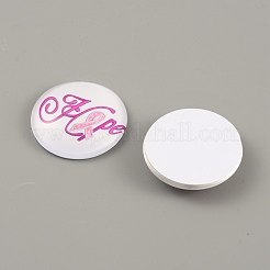Breast Cancer Awareness Ribbon Pattern Glass Cabochons&nbsp;GGLA-WH0002-005