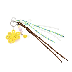 Flower Handmade Woven & Polyester Cord & Resin & Acrylic Beaded Pendant Decorations&nbsp;HJEW-JM04421-03