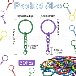 30Pcs 5 Colors Baking Paint Iron Split Key Rings&nbsp;IFIN-YW0004-07