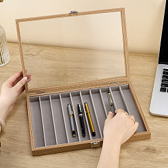 10-Slot Imitation Leather Pen Display Cases with Clear Glass Window Lid&nbsp;ODIS-WH0025-355B