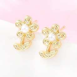 Brass Stud Earrings&nbsp;EJEW-F405-13G