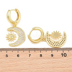 Brass Micro Pave Cubic Zirconia Hoop Dangle Earrings&nbsp;KK-CBA8324-05B-G
