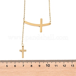 Religion 304 Stainless Steel Sideways Cross Pendant Necklaces&nbsp;NJEW-H093-05G