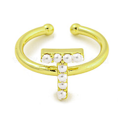 Rack Plating Brass Open Cuff Rings for Women&nbsp;RJEW-F162-01G-T
