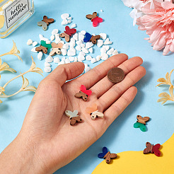 12Pcs 6 Colors Opaque Resin & Walnut Wood Connector Charms&nbsp;RESI-TA0002-70