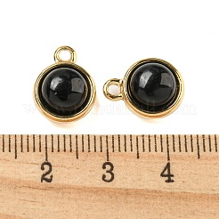 Natural Black Onyx(Dyed & Heated) Half Round Charms&nbsp;STAS-L080-009G-01