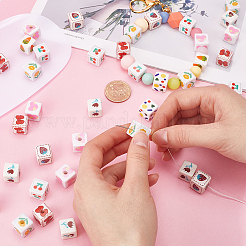48Pcs 8 Style Opaque Acrylic Beads&nbsp;MACR-SC0001-13