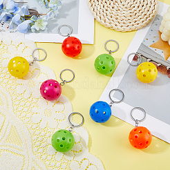 24Pcs 6 Colors Ball Stainless Steel PE Plastic Pendant Keychains&nbsp;KEYC-DC0001-41