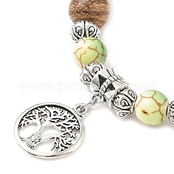 Flat Round with Tree of Life Alloy Charm Bracelets&nbsp;BJEW-JB12358-03