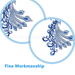 Peacock Tail Pattern Polyester Fabrics Computerized Embroidery Cloth Sew on Appliques&nbsp;PATC-WH0009-06
