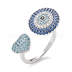 Brass Micro Pave Cubic Zirconia Cuff Open Rings&nbsp;CU-CBAEC29-07P