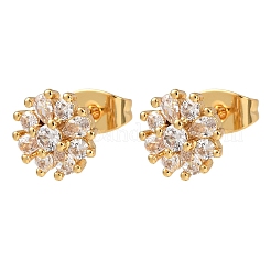 Brass Micro Pave Cubic Zirconia Stud Earrings for Women&nbsp;EJEW-F418-03G