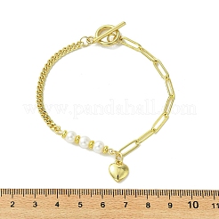 Brass Heart Charm Bracelets&nbsp;BJEW-JB13614