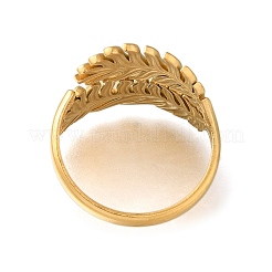 Feather 304 Stainless Steel Open Cuff Ring for Women&nbsp;RJEW-F161-02G-27