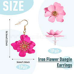 2 Pairs 2 Styles Iron Flower Dangle Earrings and Sweet and Stylish Multi-layer Petal Flower Stud Earrings&nbsp;EJEW-TA0001-80A