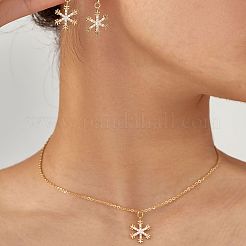 Elegant Brass Micro Pave Clear Cubic Zirconia Snowflake Hoop Earrings & Pendant Necklaces for Women&nbsp;ET8021-1